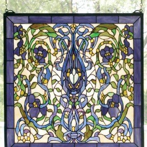 Ribbons Flowers Tiffany Stained Glass Window Panel