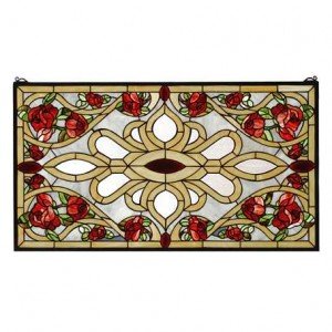 Tiffany Rose Rug Stained Glass Window Panel