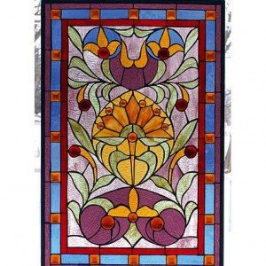 Fan Flower Tiffany Stained Glass Window Panel