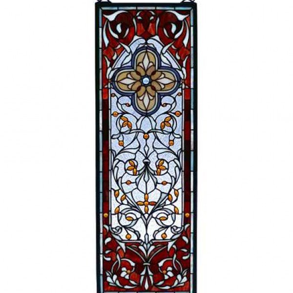 Victorian Quatrefoil Tiffany Stained Glass Window Panel