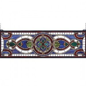 Lapis Tiffany Stained Glass Transom Window Panel
