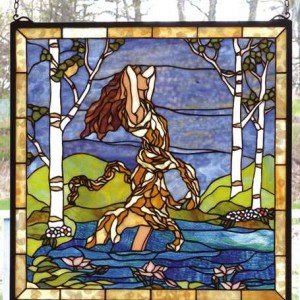Ecstasy Woodland Tiffany Stained Glass Window Panel