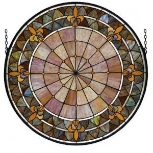 Fleur Tiffany Stained Glass Round Window Panel