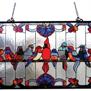 Red Birds Tiffany Stained Glass Window Panel