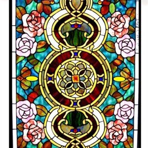 Victorian Roses Tiffany Stained Glass Window Panel