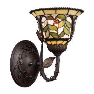 Berry Leaves Tiffany Stained Glass Wall Sconce