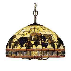 Classic Tiffany Stained Glass Grapevine Chandelier