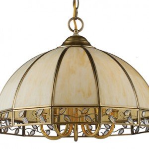 Gerard Vines Tiffany Stained Glass Ivory Chandelier