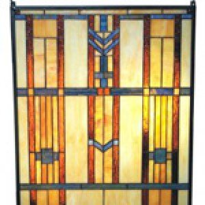 Chevron Craftsman Tiffany Stained Glass Window Panel