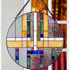 Mission Style Tiffany Stained Glass Window Panel