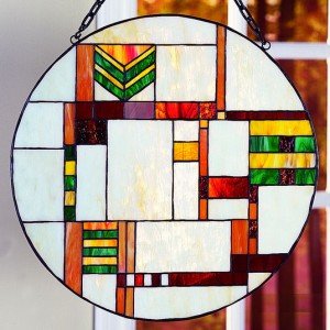 Tiffany Stained Glass Mission Style Window Panel