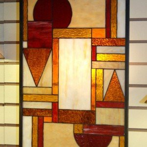 Colorful Geometrical Tiffany Stained Glass Window Panel