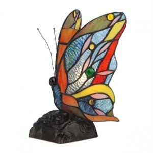 Colorful Butterfly Tiffany Stained Glass Accent Lamp