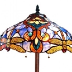 Victorian Tiffany Stained Glass Dragonfly Floor Lamp