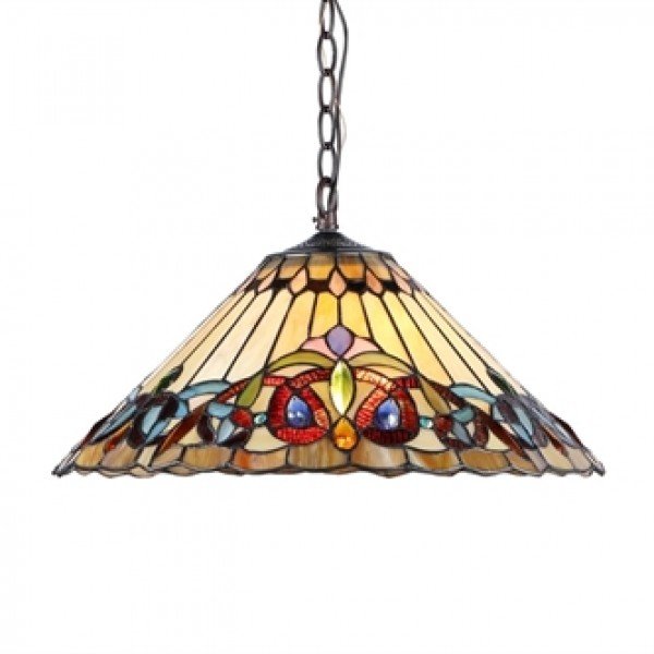 Lovely Tiffany Stained Glass Victorian Pendant Light