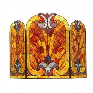Fire Light Tiffany Stained Glass Fireplace Screen
