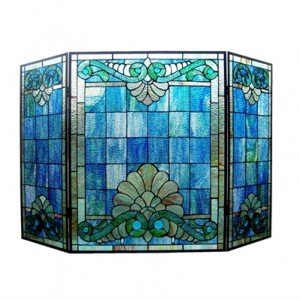 Ocean Waters Tiffany Stained Glass Fireplace Screen