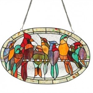 Colorful Bird Tiffany Stained Glass Window Panel
