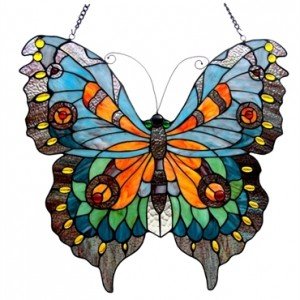 Gorgeous Butterfly Tiffany Stained Glass Window Panel