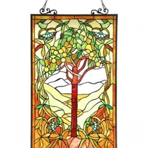 Tiffany Stained Glass Colorful Landscape Window Panel