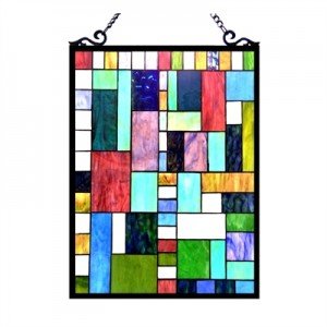 Tiffany Stained Colorful Glass Blocks Window Panel