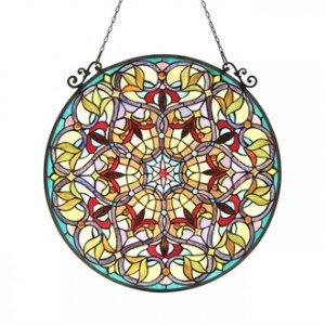 Tiffany Stained Glass Victorian Round Window Panel