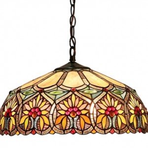 Country Tiffany Stained Glass Yellow Pendant Light