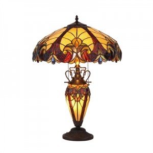 Double Lit Tiffany Stained Glass Table Lamp