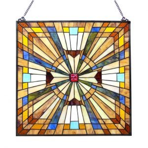 Flare Mission Style Stained Glass Window Panel