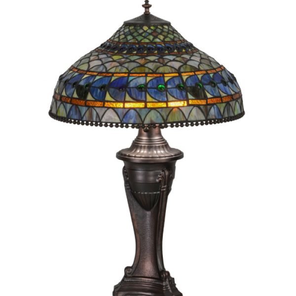 Atlantis Jeweled Tiffany Stained Glass Table Lamp