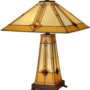Diamond Mission Lighted Base Tiffany Table Lamp