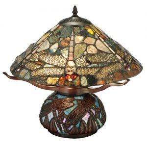 Dragonfly Cut Agata Tiffany Stained Glass Lamp