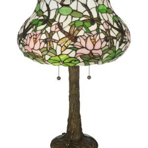 Dragonfly Flower Bowl Tiffany Stained Glass Lamp