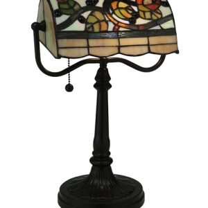Vineyard Jeweled Tiffany Stained Glass Banker's Lamp