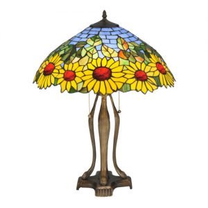 Wild Sunflower Sky Tiffany Stained Glass Lamp