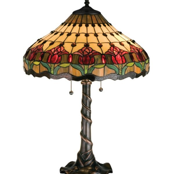 Colonial Tulip Large Tiffany Stained Glass Lamp