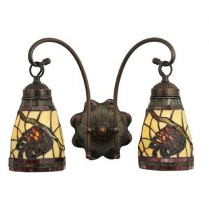 Pinecone Two Light Tiffany Stained Glass Sconce