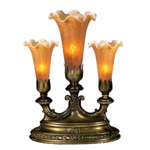 Amber Lily Mantelabra Favrile Design Accent Lamps