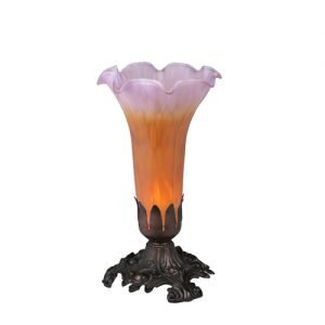 Amber Purple Lily Art Glass Accent Lamp