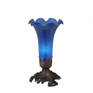 Indigo Blue Lily Art Glass Accent Lamp