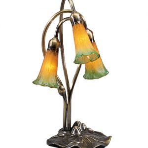 Lily Pad Amber Green Tiffany Accent Lamp