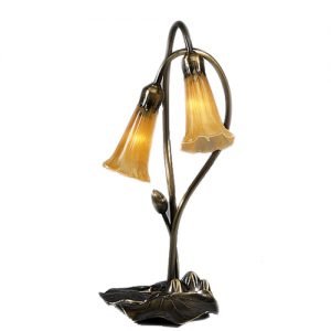 Lily Pad Flower Amber Tiffany Accent Lamp