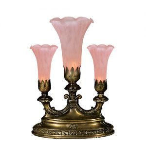 Petal Pink Lily Mantelabra Favrile Accent Lamps