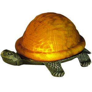 Land Turtle Amber Mottled Glass Accent Lamp